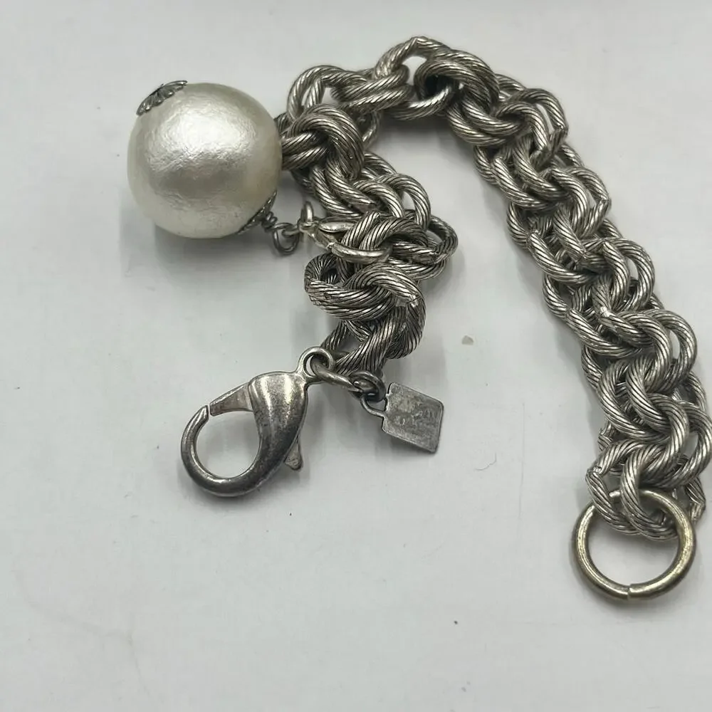 John Wind Sorority Gal‎ Large Cotton Pearl Thick Double Chain Link Bracelet 8
